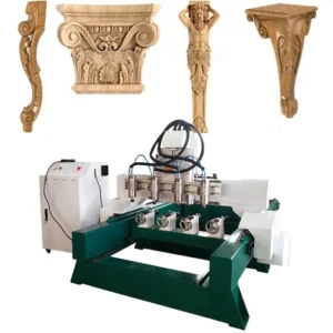 Mini 4 Axis Multi Head CNC Carpentry Copy Milling Wood Machines Furniture Carving Machine