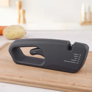 Multi-function Diamond Kitchen Manual 5-in-1 Knife Sharpener with Non-slip Base Coarse and Fine Grit