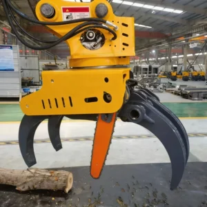 Multifunctional Excavator Tree Cutter Clamp Saw Hydraulic Log Grab Saw Timber Rotating Wood Grapple Saw