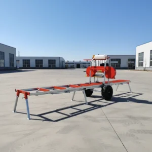 Portable 18″ Horizontal Bandsaw Sawmill 7HP Gasoline Log Cutting Machine with Winch