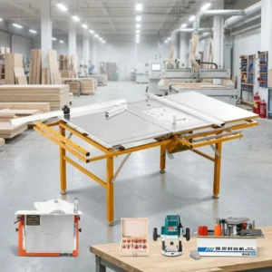 Portable Table Saw with Sliding Rail for DIY and Professional Woodworking Sliding Table Saw 45 Degree Double Blade Panel Saw
