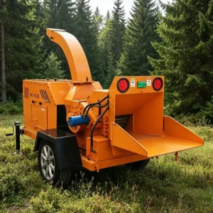 Powerful Wood Chipper With Long Chain Plate Auto Feeding for Tree Trunks up to 300mm Industrial Wood Crusher