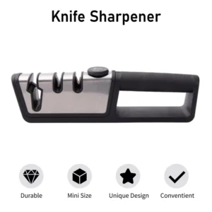 Precision Adjustable Knife Sharpener with Angle Knob 19°-40° 2 Stage Manual Sharpening Tool for Kitchen Scissors