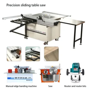 Precision Sliding Table Saw with Mini Table Saw Edge Banding Machine and Router Set Multifunction Woodworking Machinery