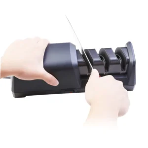 Professional Electric Knife Sharpener for Kitchen Knives Diamond Abrasives Resin Precision Angle Guides 3 Slots Eco Friendly