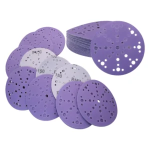 Purple Waterproof Wet and Dry Sandpaper 6 Inch Sanding Disc 60-800 Grit 49 Holes Sanding Paper for Sander