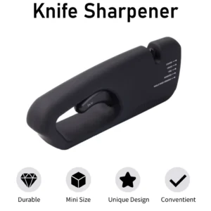 Push Button Knife Sharpener 5 in 1 Manual Sharpening Tool with Adjustable Settings for Kitchen Knives Scissors