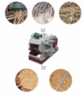 RD High Efficiency 3 Kw 380V Drum Chipper For Wood Sawdust Rice Husk & Grass With Long Service Life