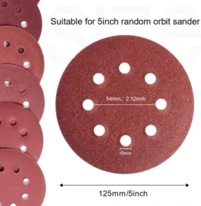 ROHS Certified 5 Inch 8 Holes Sanding Disc Ceramic Alumina Silicon Carbide Hook& Loop Abrasive Tool for Random Orbital Sander