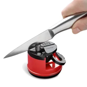 Red Universal Knife Sharpener Suction Base Design Multi-type Knife Sharpening Tool for Home