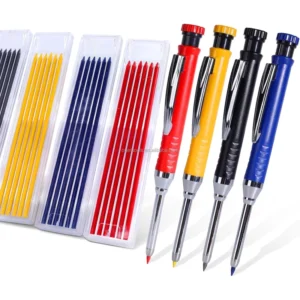 Refill Leads Built-in Sharpener Metal Deep Hole Carpenter Pencil