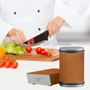 Rolling Knife Sharpener Kit with Diamond and Solid Wood for Chef Blade, Knives Sharpening Tool with 15-20 Degree Magnetic Angle