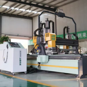 SHANSHU CNC Vertical Door Panel Four-Sided Cutting Machine Wood Edging Machine Loading and Unloading