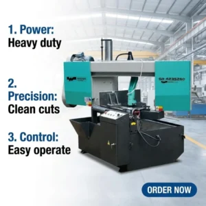 Semi Automatic Manual Band Saw Cutting Machine 1.1 kW Motor 300x250mm Cutting Capacity Industrial Tool