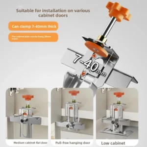 Stainless Steel 2nd Generation Cabinet Door Installation Aid Base 10mm Twist Drill Silver Woodworking Clamp for Hole
