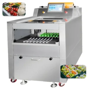 Supermarket Commercial Kitchen Fresh Meat Vegetables Fruits Mushroom Punnet Tray Wrapper PVC Cling Film Packaging Machine