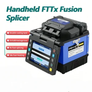 T49 Mini Fiber Optic Fusion Splicer Machine Handheld FTTX Splicing Device With Tool Kits Bag W Optical Fiber Cleaver