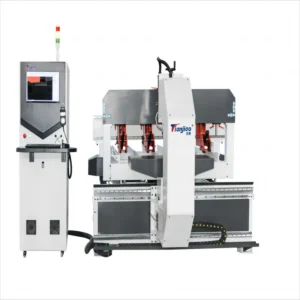 TJ Mobile Automatic Vertical CNC Router with 3-Axis 11.2KW Spindle NC Studio Control for Timber Wood Cutting