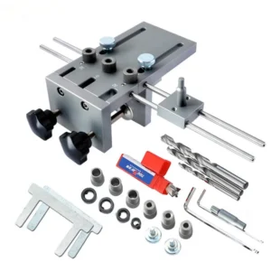 Three in one Hole Opener Positioner Woodworking Drilling Fixture with Bar Clamps for Assembly DIY Tools