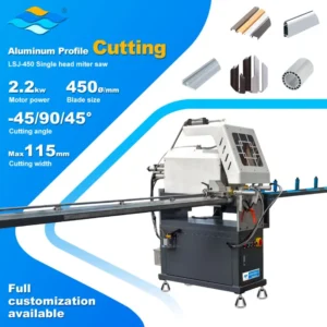 Window And Door Making Machinery Single Head Miter Cutting Saw 45 Degree Aluminum Profile Cutting Machine