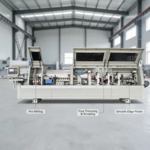 Woodworking Edge Bander with Pre Milling for Smooth Cabinet Furniture Edge Finish and Stable Feeding System